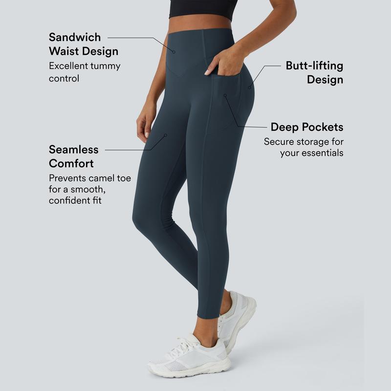 High Waisted Scrunch Butt Lifting Leggings with Tummy Control & Side Pockets