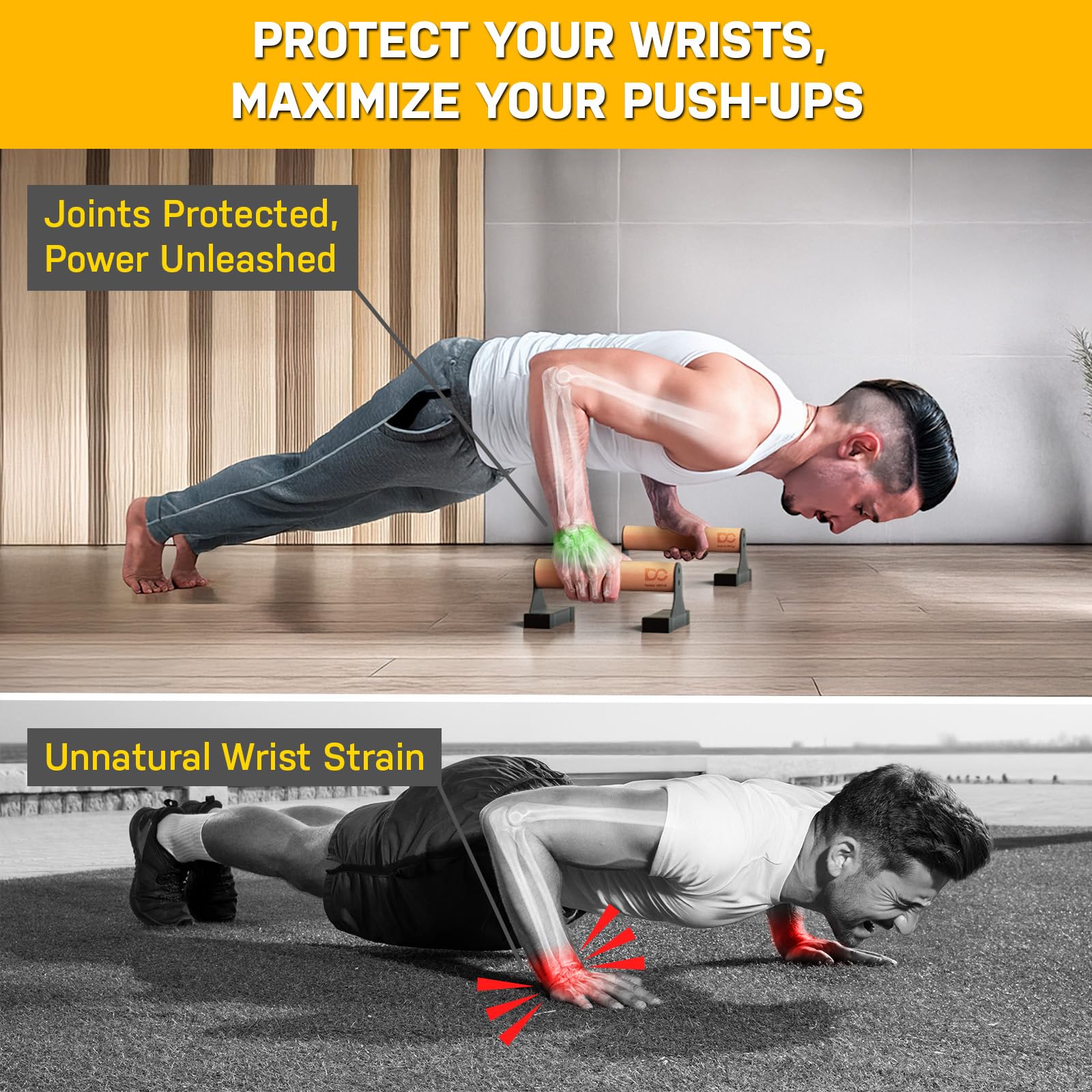 Wooden Non‑Slip Parallettes Push Up Bars