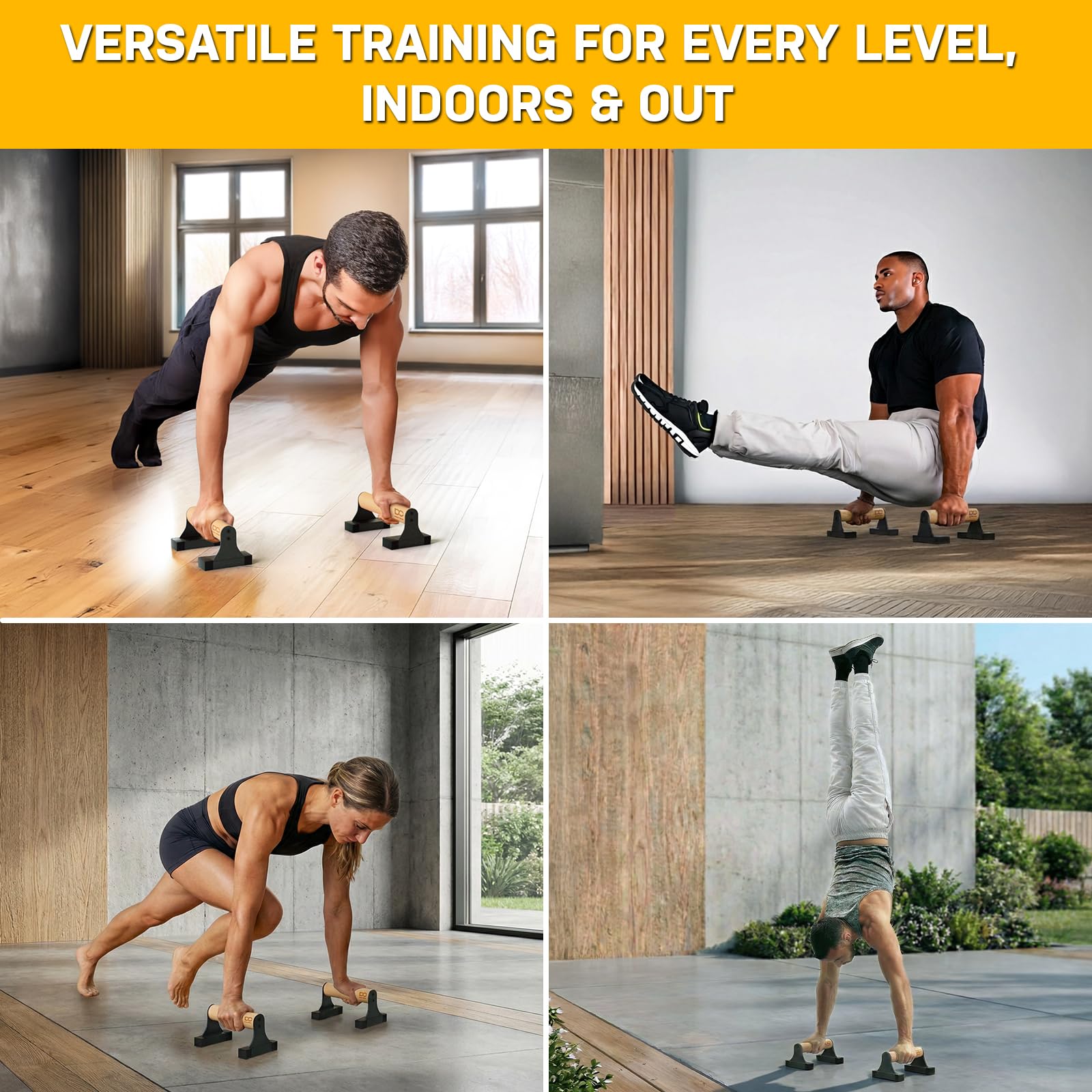 Wooden Non‑Slip Parallettes Push Up Bars